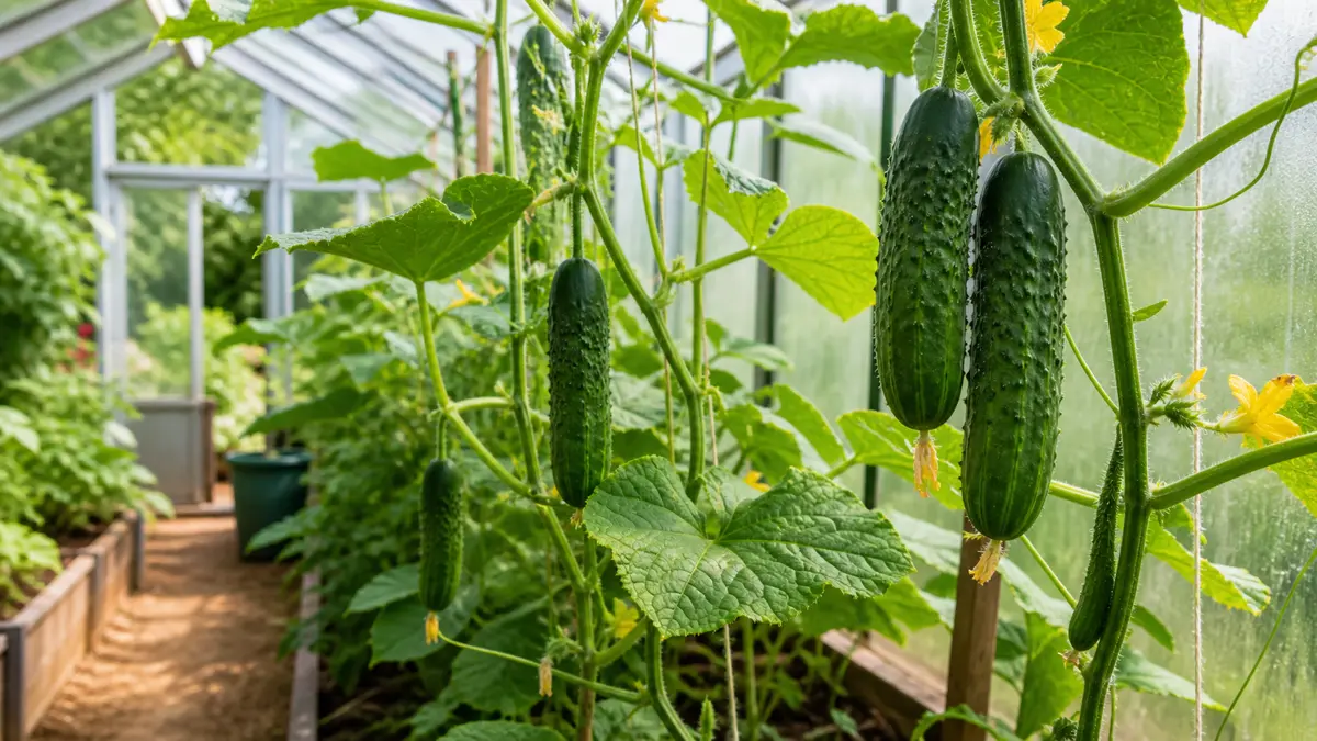 Concombres dans un potager français