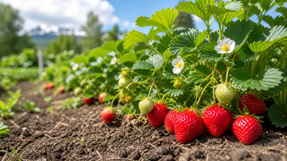 Fraises dans un potager français
