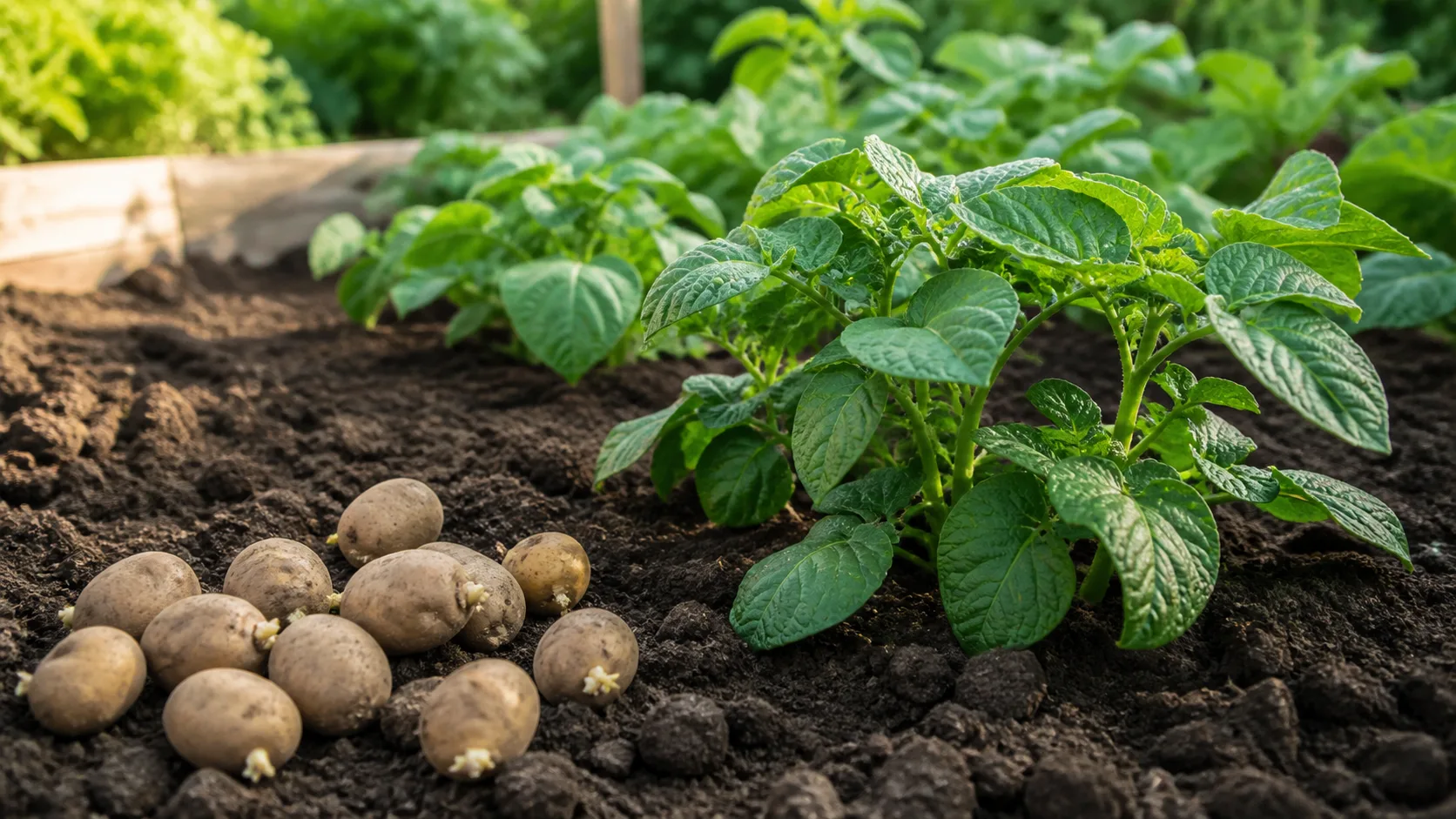 Pommes de terre dans un potager français
