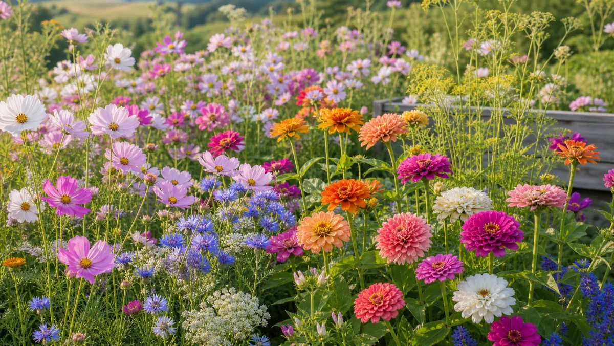 Fleurs coupées d'été en floraison dans un jardin français