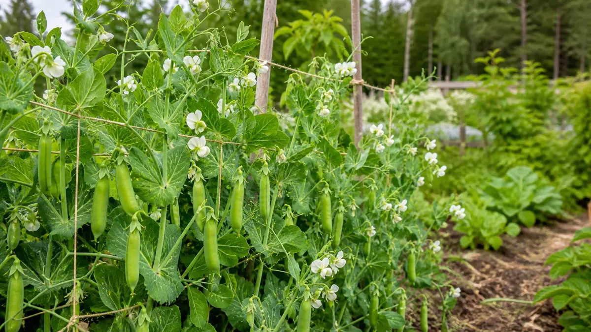Pois mangetout dans un potager français